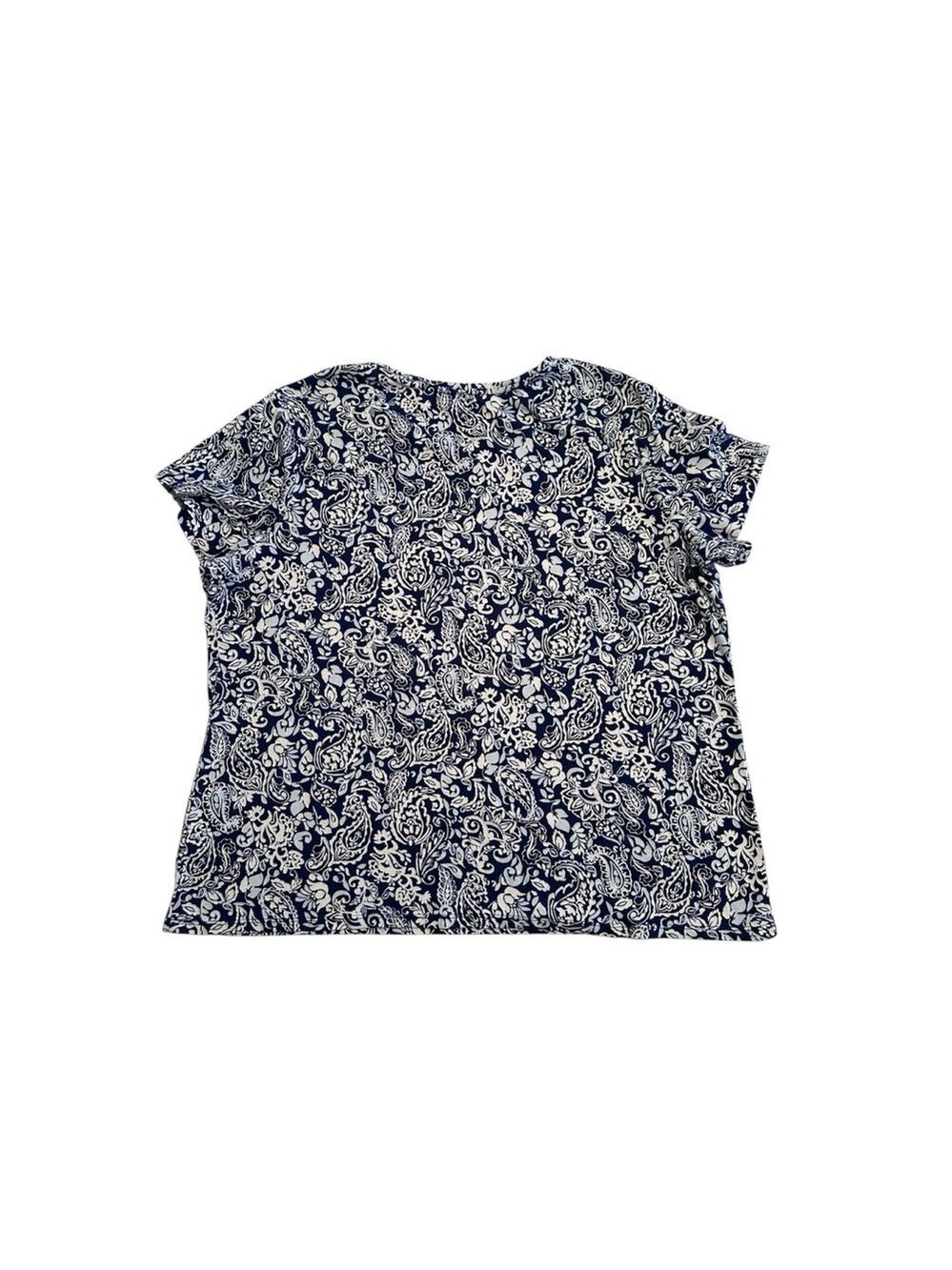 Croft & Barrow Cotton Classic Tee Shirt Womens XXL T-Shirt Blue & White Flowers - Picture 2 of 13